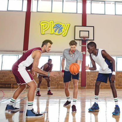 Basketball Play Led Neon Sign With Blue Yellow Lights For Sporty Rooms | Shineneon