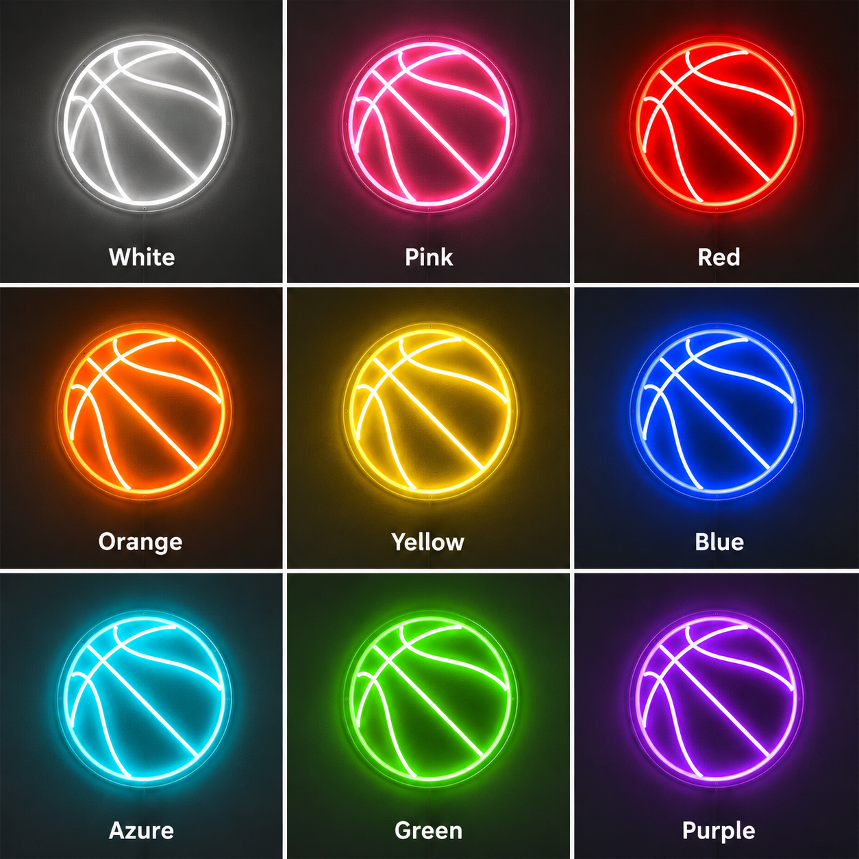 Basketball Play Room LED Neon Sign color grid