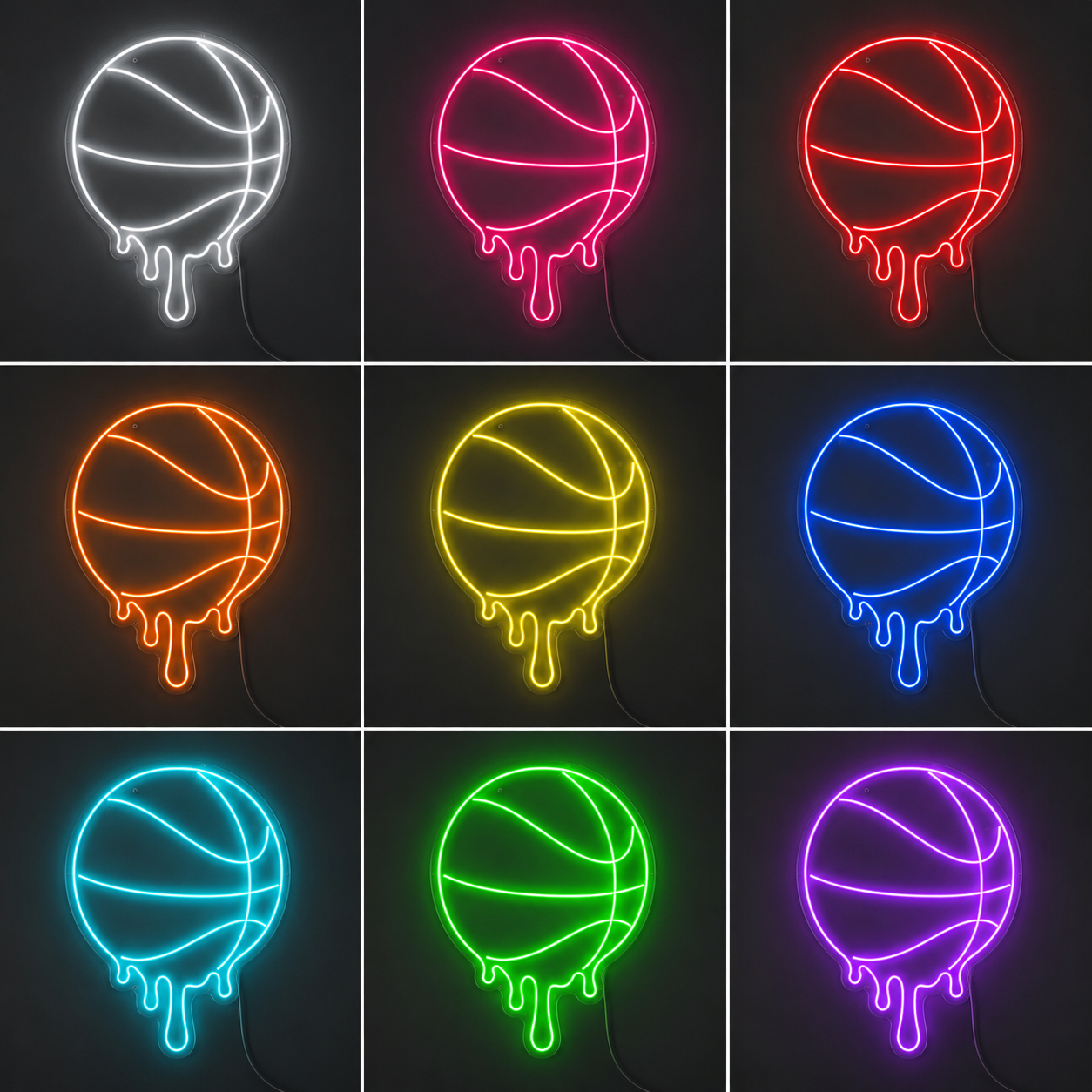 Basketball Player Wall Decor LED Neon Sign color grid