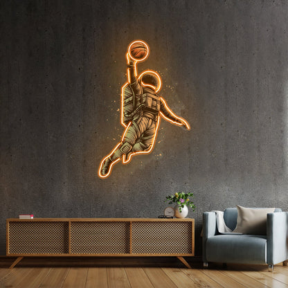 Basketball Shot Astronaut Custom Led Signs Artwork For Sale - Shineneon