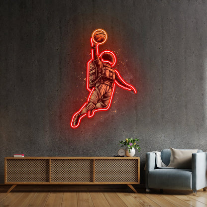 Basketball Shot Astronaut Custom Led Signs Artwork For Sale - Shineneon