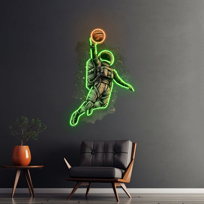Basketball Shot Astronaut Custom Led Signs Artwork For Sale - Shineneon