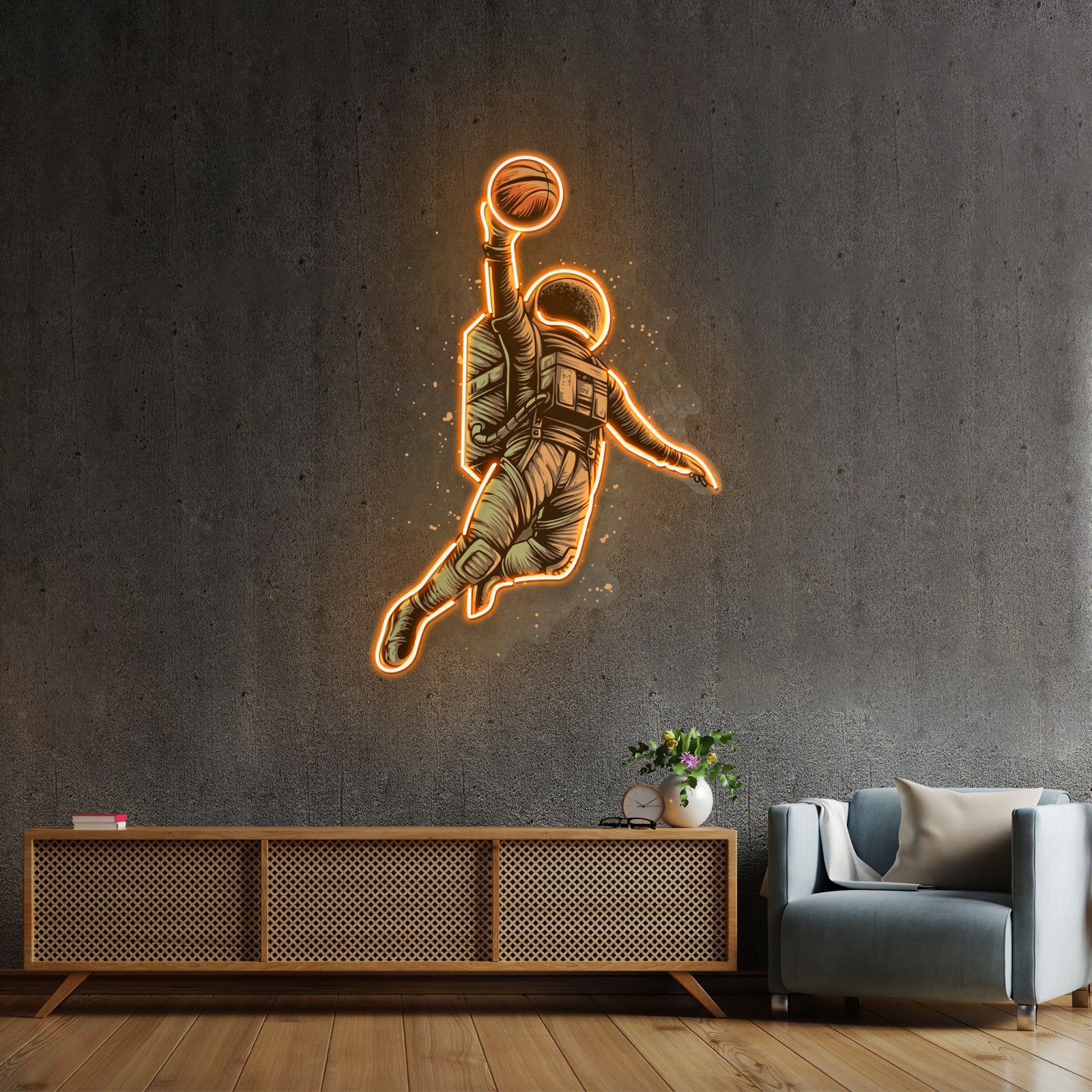 Basketball Shot Astronaut Custom Led Signs Artwork For Sale