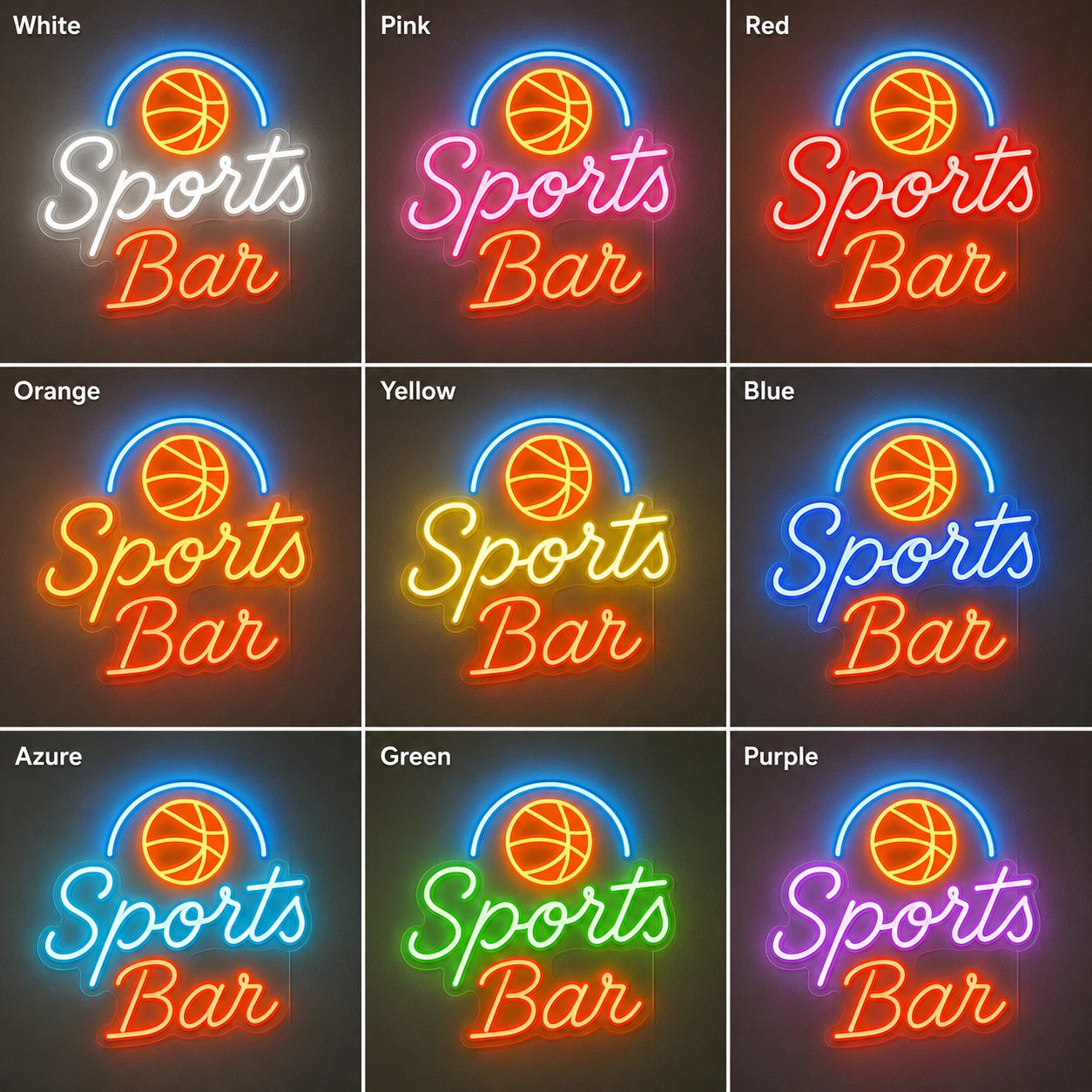 Basketball Sports Lounge Neon Sign LED Neon Sign color grid