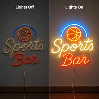 Basketball Sports Lounge Neon Sign LED Neon Sign day and night comparison