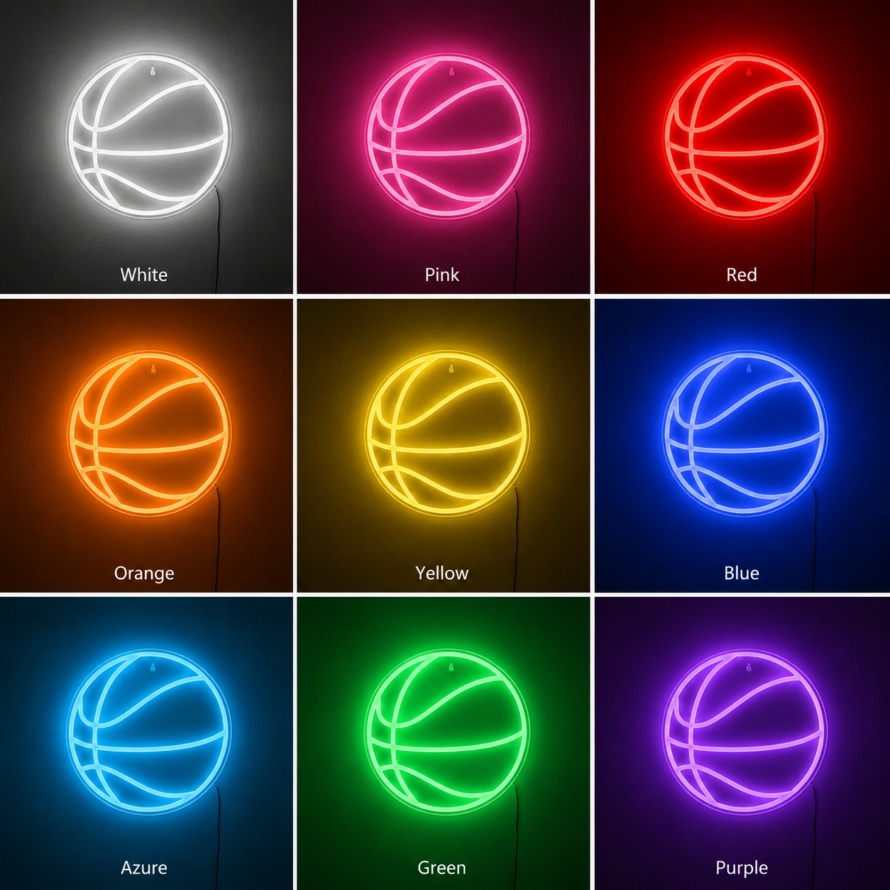 Basketball Training Room LED Neon Sign color grid