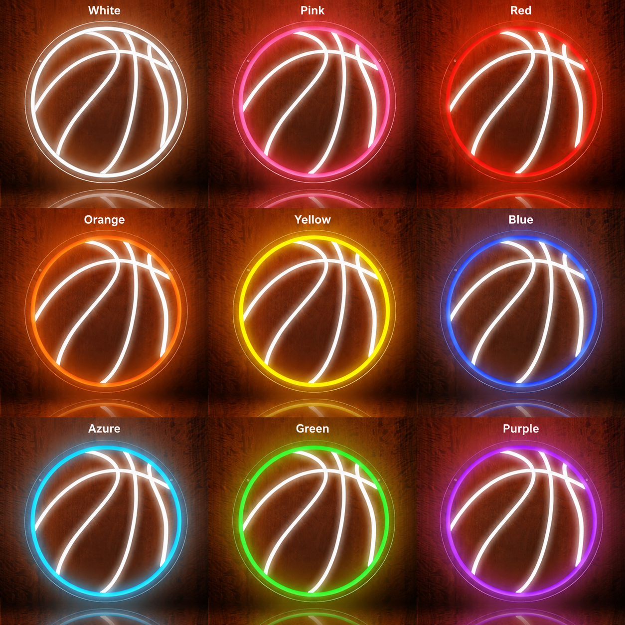 Basketball Wall Decor LED Neon Sign color grid