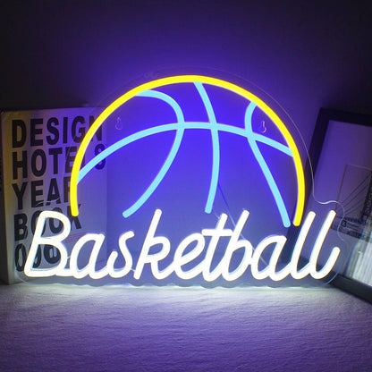 Basketball Yellow Blue White Led Neon Sign For Indoor Sports Room Decor | Shineneon