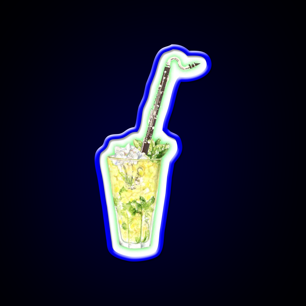 Bass Clarinet Musical Mint Lime Cocktail Bar Decor Led Neon Sign Rgb Color - LED neon sign view 5