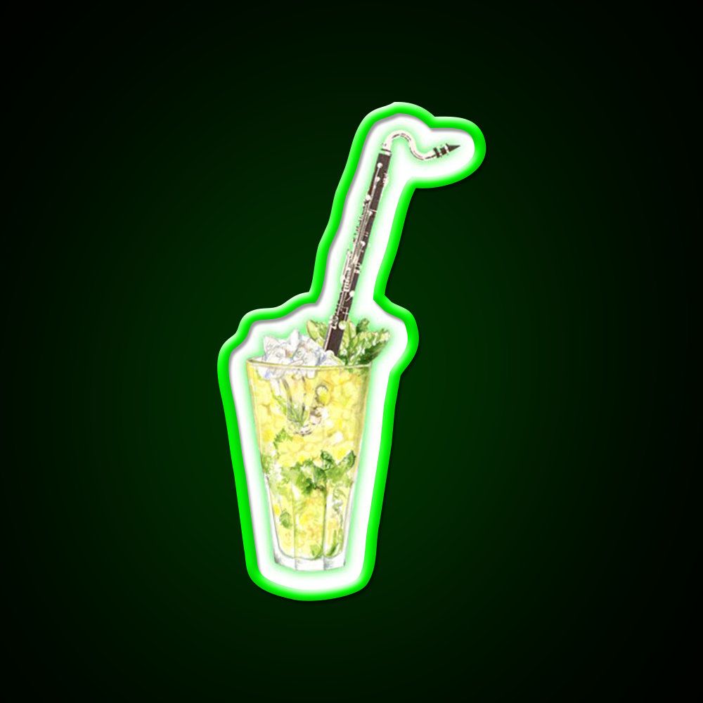 Bass Clarinet Musical Mint Lime Cocktail Bar Decor Led Neon Sign Rgb Color - LED neon sign view 8
