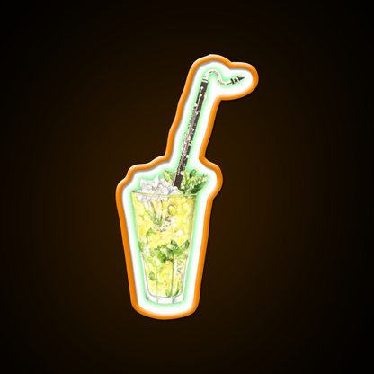 Bass Clarinet Musical Mint Lime Cocktail Bar Decor Led Neon Sign Rgb Color - LED neon sign view 6