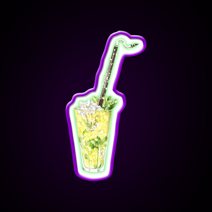 Bass Clarinet Musical Mint Lime Cocktail Bar Decor Led Neon Sign Rgb Color - LED neon sign view 9