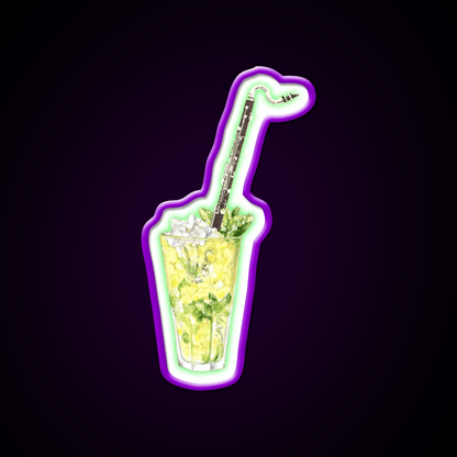 Bass Clarinet Musical Mint Lime Cocktail Bar Decor Led Neon Sign Rgb Color - Shineneon