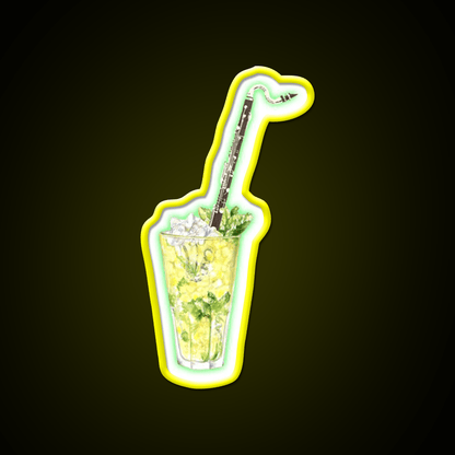 Bass Clarinet Musical Mint Lime Cocktail Bar Decor Led Neon Sign Rgb Color - Shineneon
