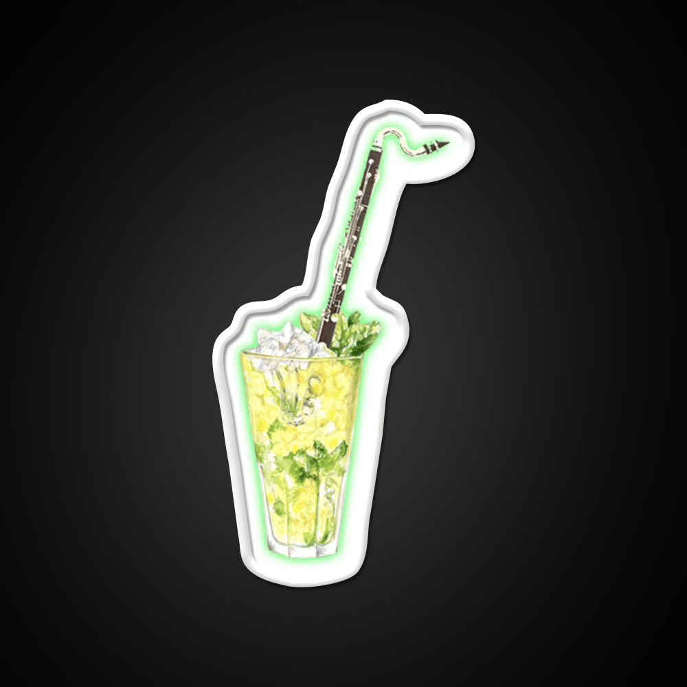 Bass Clarinet Musical Mint Lime Cocktail Bar Decor Led Neon Sign Rgb Color - Shineneon
