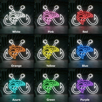 Bass Crossed Fish Hooks LED Neon Sign - Shineneon