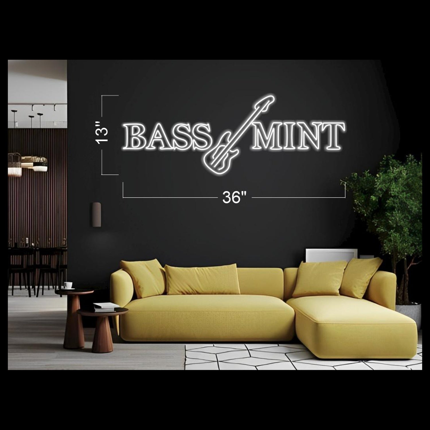 Bass Mint Music White Led Neon Sign For Modern Indoor Decor | Shineneon