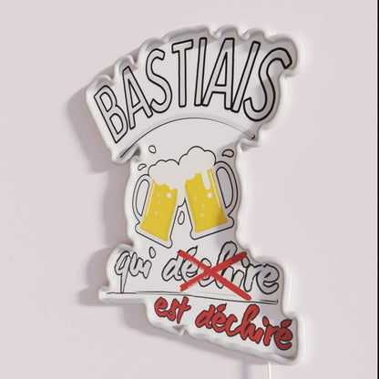 Bastia Beer Lover Mensgift Rgb Led Neon Sign - Neon sign mounted on wall in room