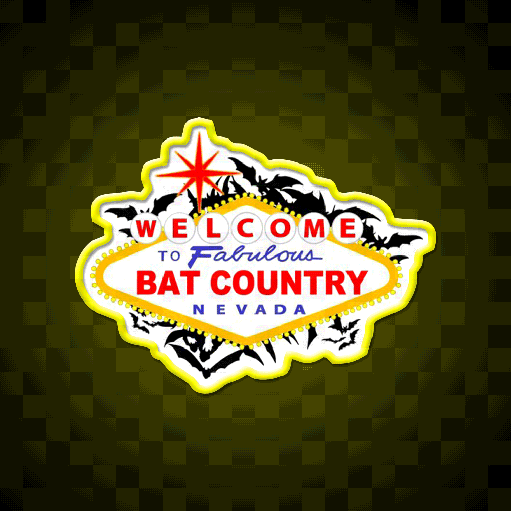 Bat Country Welcome Led Neon Sign Open Sign Rgb Color - Custom LED neon sign front view
