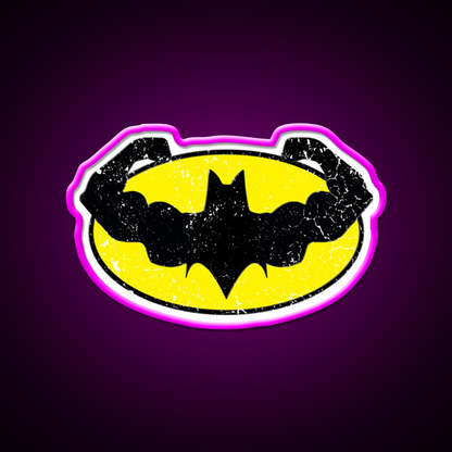 Bat Gains Gym Fitness Led Neon Sign Rgb Color - Neon sign mounted on wall in room
