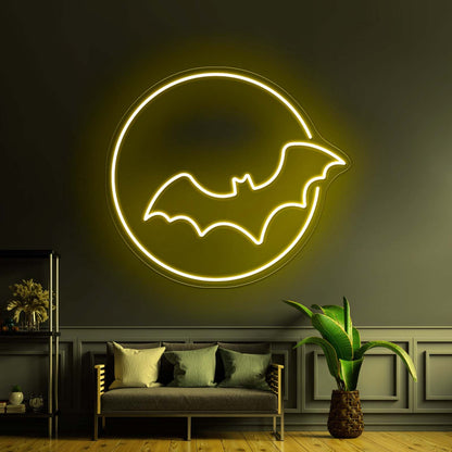 Bat With Moon Neon Sign Halloween Led Neon Sign - Shineneon