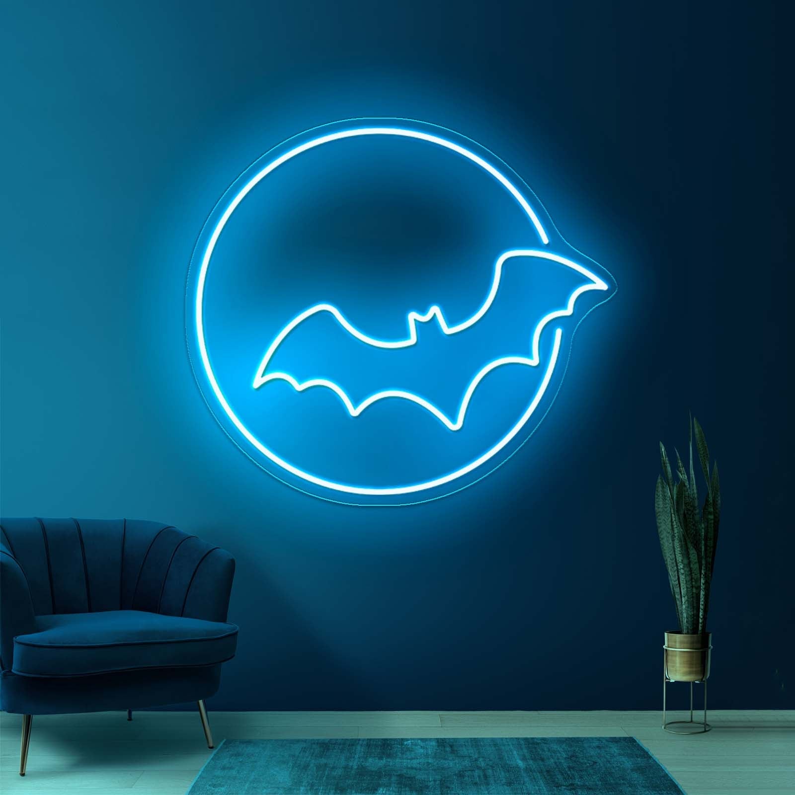Bat With Moon Neon Sign Halloween Led Neon Sign - Shineneon