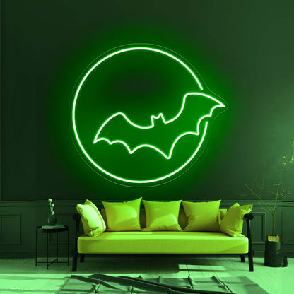 Bat With Moon Neon Sign Halloween Led Neon Sign - Shineneon