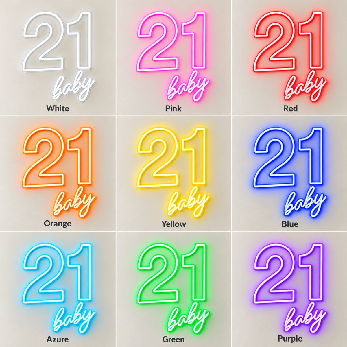 21 Baby LED Neon Sign - nine-color grid
