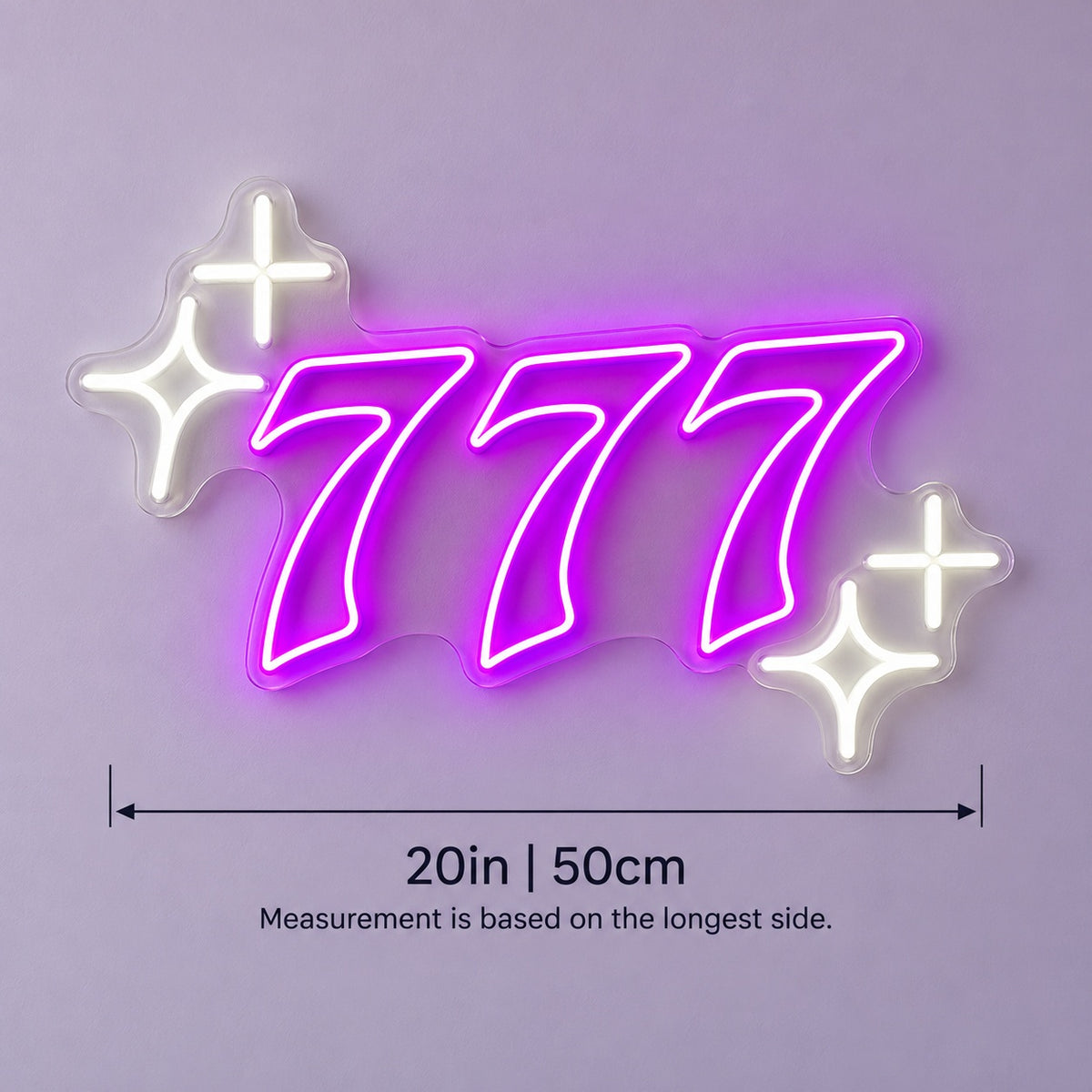 777 LED Neon Sign - size guide