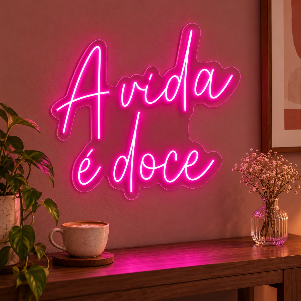 A Vida É Doce LED Neon Sign - advertising view