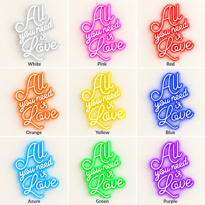 All You Need Is Love LED Neon Sign - nine-color grid