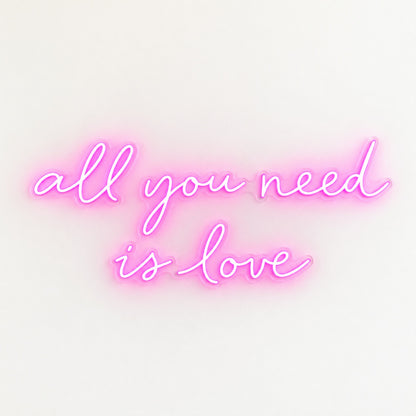 All You Need Is Love LED Neon Sign - natural light view