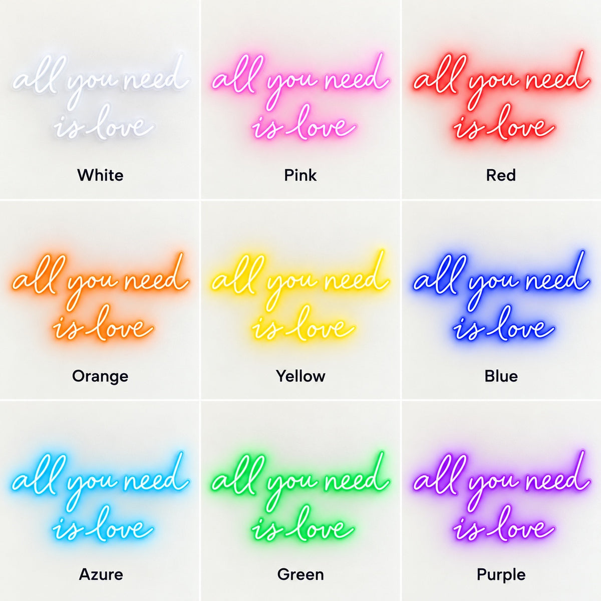 All You Need Is Love LED Neon Sign - nine-color grid