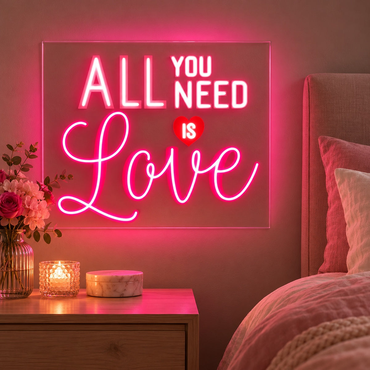 All You Need Is Love LED Neon Sign - advertising view