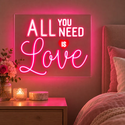 All You Need Is Love LED Neon Sign - advertising view