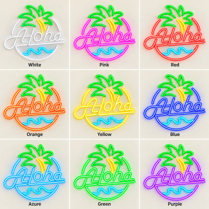 Aloha LED Neon Sign - nine-color grid