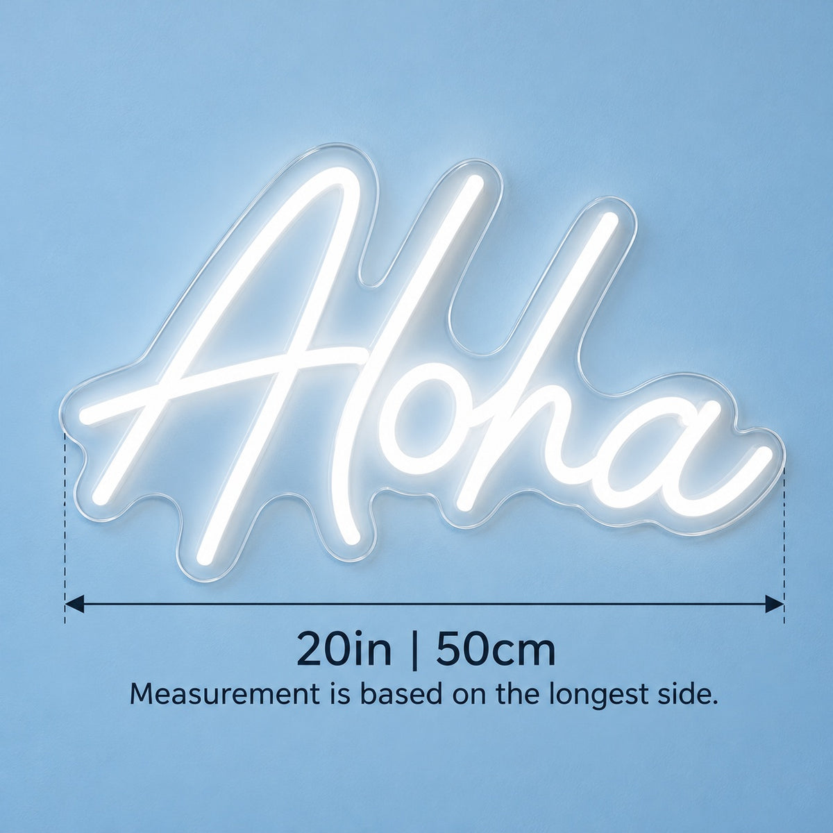 Aloha LED Neon Sign - size guide