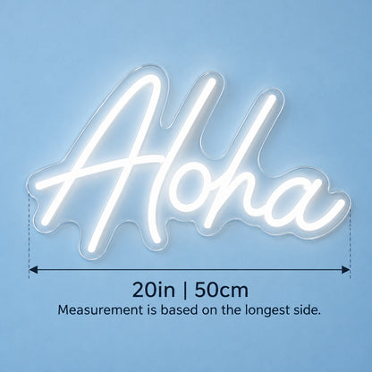 Aloha LED Neon Sign - size guide