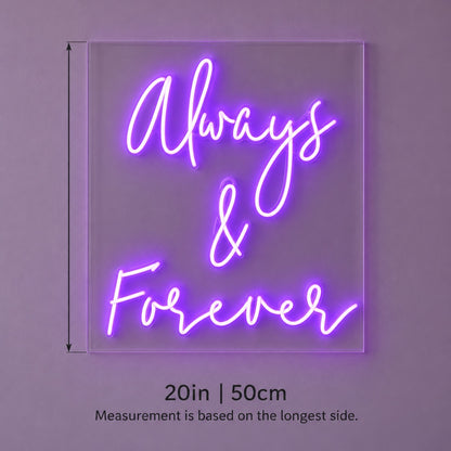 Always & Forever LED Neon Sign - size guide