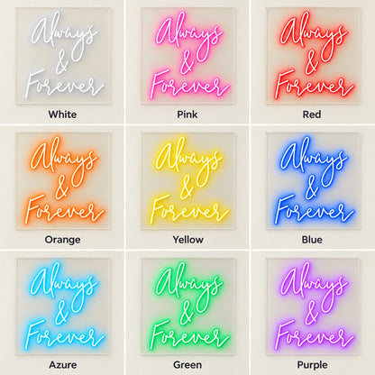 Always & Forever LED Neon Sign - nine-color grid