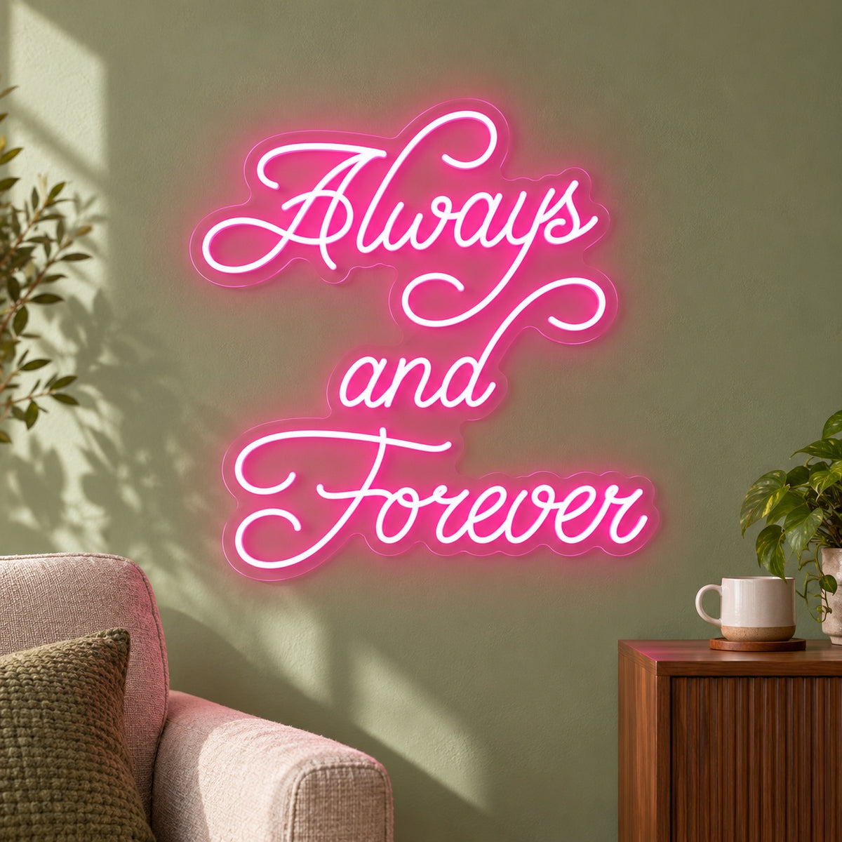 Always And Forever LED Neon Sign - lifestyle view