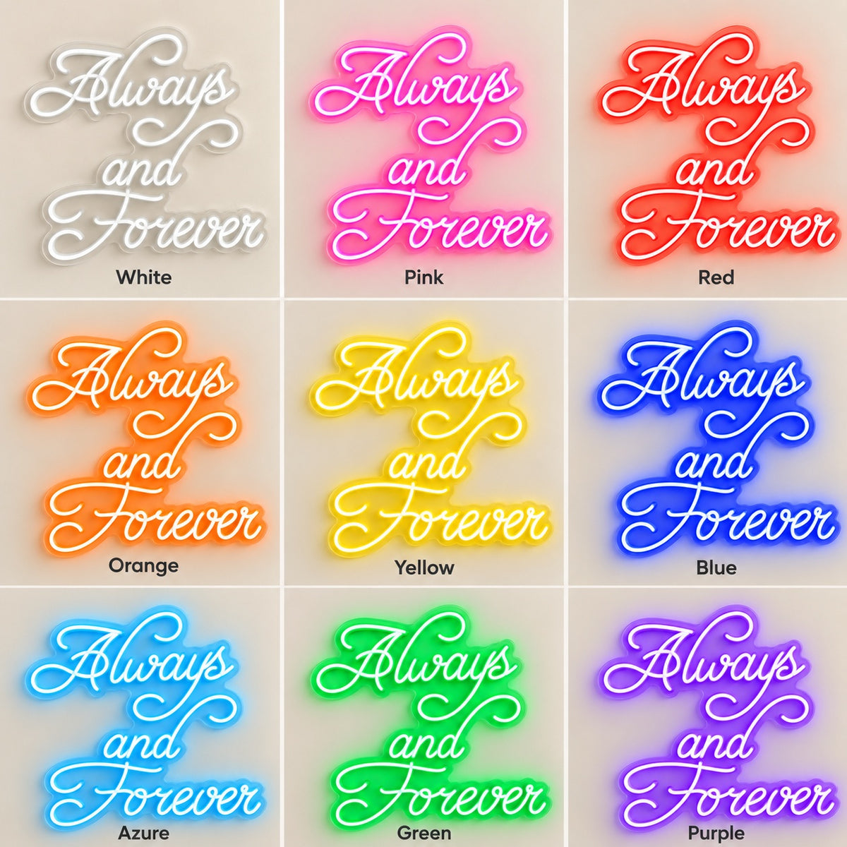 Always And Forever LED Neon Sign - nine-color grid