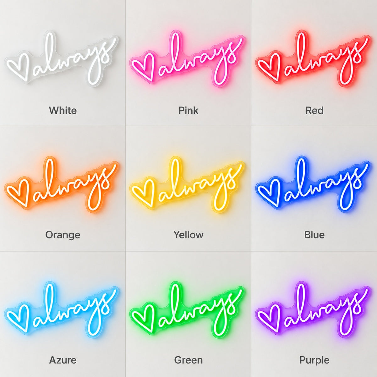 Always LED Neon Sign - nine-color grid