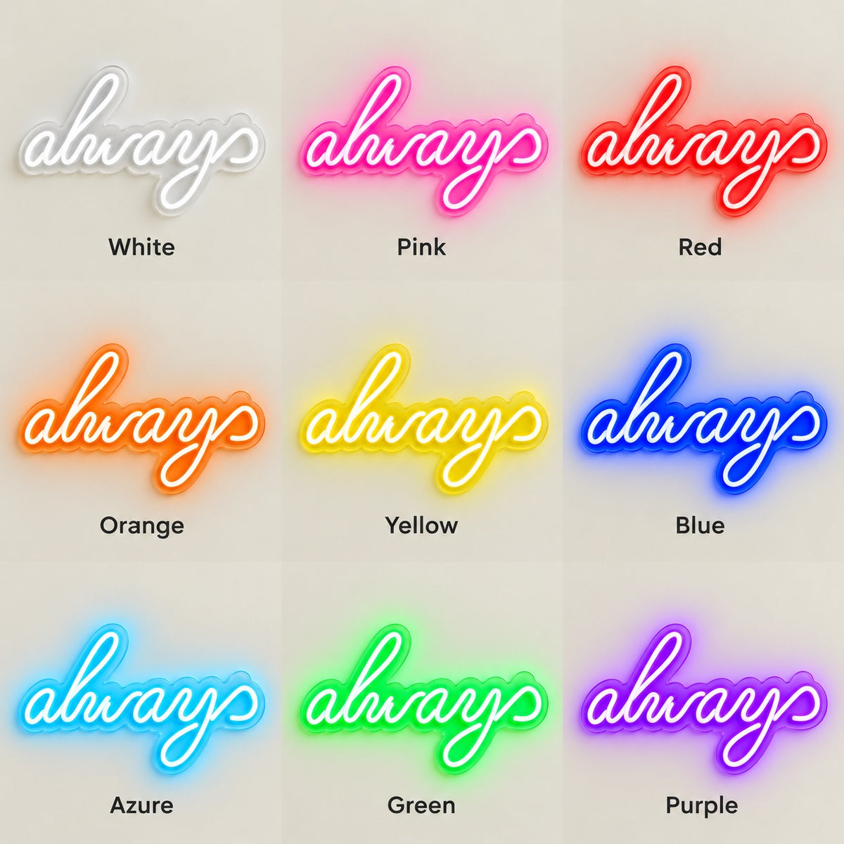 Always LED Neon Sign - nine-color grid