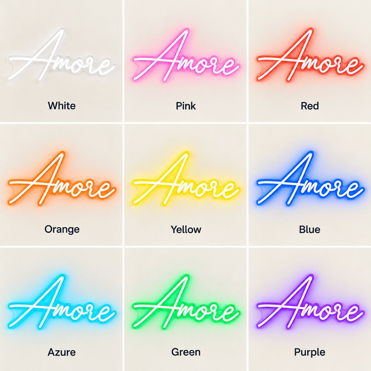 Amore LED Neon Sign - nine-color grid