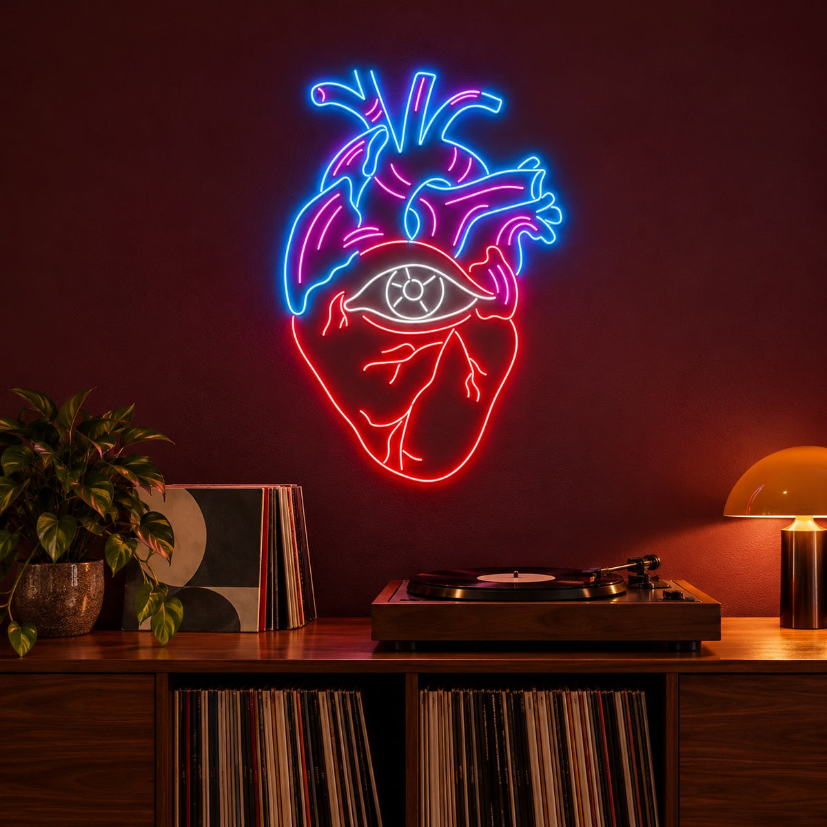 Anatomical Heart Eye LED Neon Sign - advertising view