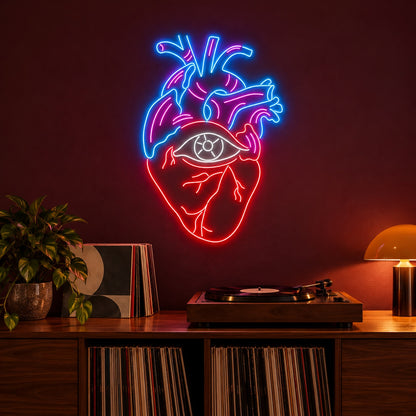 Anatomical Heart Eye LED Neon Sign - advertising view