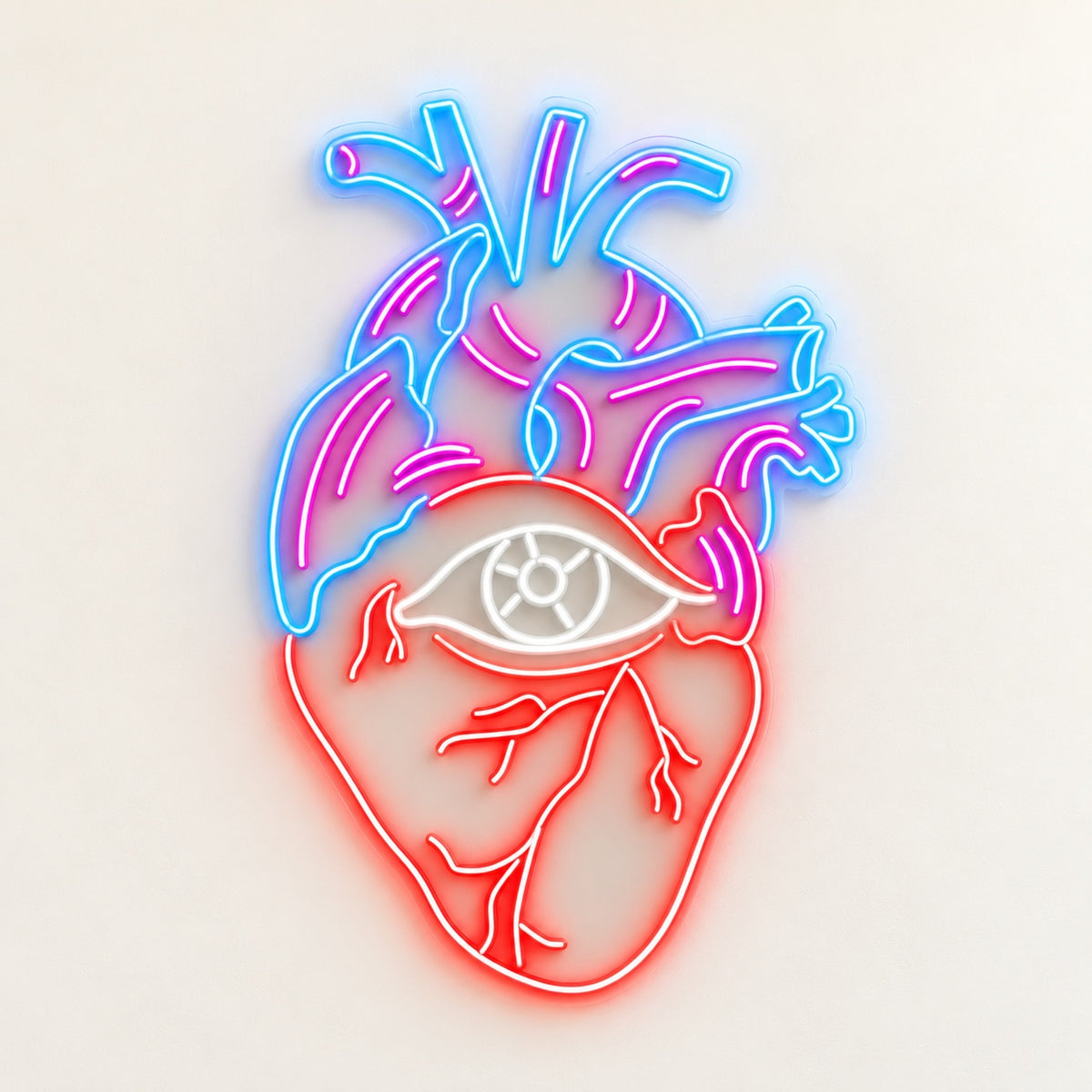 Anatomical Heart Eye LED Neon Sign - natural light view