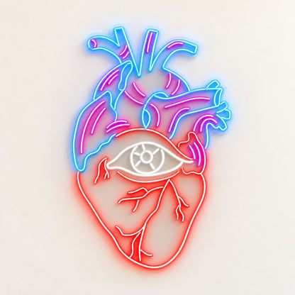 Anatomical Heart Eye LED Neon Sign - natural light view