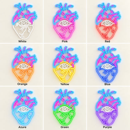 Anatomical Heart Eye LED Neon Sign - nine-color grid